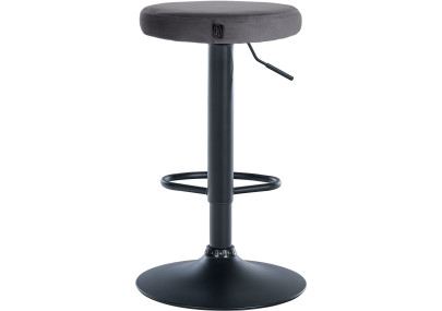 Ensemble de 2 tabourets de bar en velours Ponte, noir/gris foncé