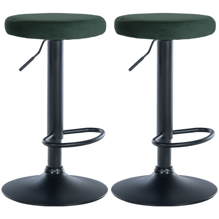 Conjunto de 2 banquetas de bar Ponte, em veludo, preto/verde