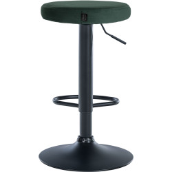 Juego de 2 taburetes de bar Ponte, de terciopelo, negro/verde