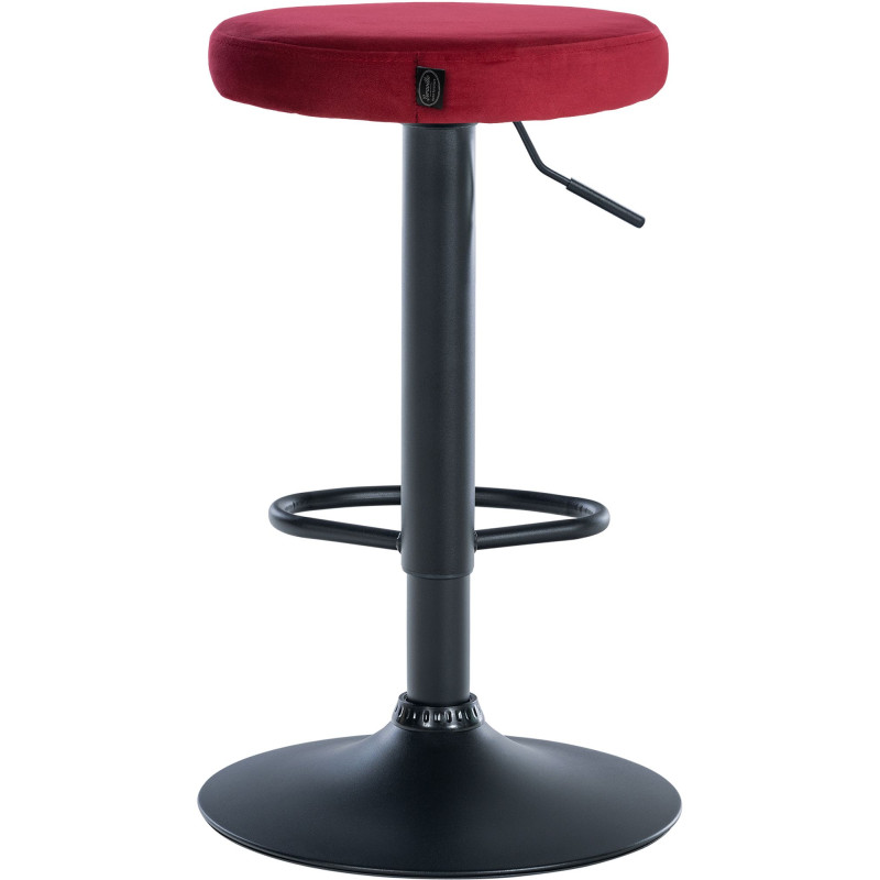 Juego de 2 taburetes de bar Ponte de terciopelo, negro y rojo