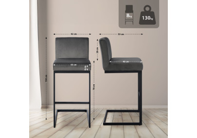 Tabouret de bar Hopewell en velours gris B