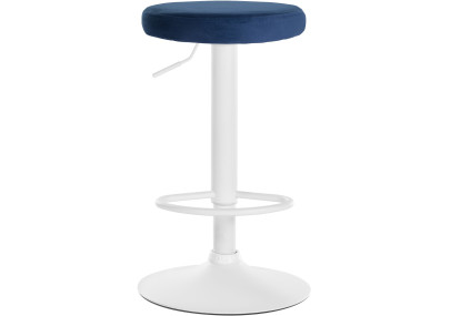 Juego de 2 taburetes de bar Ponte de terciopelo, blanco y azul