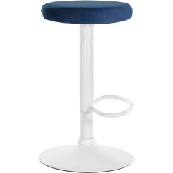 Juego de 2 taburetes de bar Ponte de terciopelo, blanco y azul