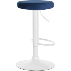 Juego de 2 taburetes de bar Ponte de terciopelo, blanco y azul