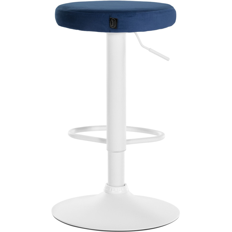 Ensemble de 2 tabourets de bar en velours Ponte, blanc et bleu