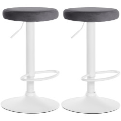 Ensemble de 2 tabourets de bar en velours Ponte, blancs gris foncé