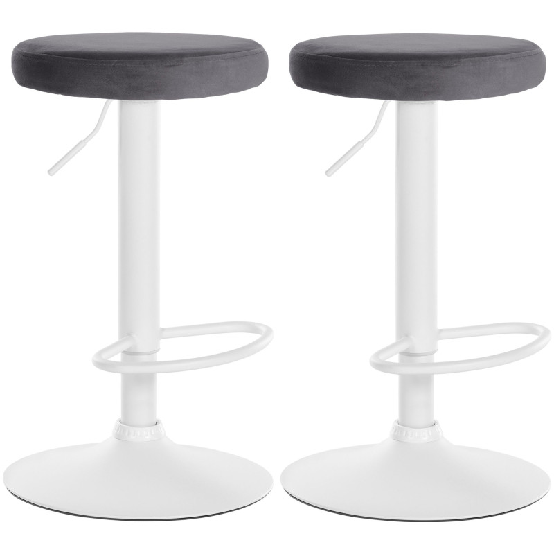 Ensemble de 2 tabourets de bar en velours Ponte, blancs gris foncé