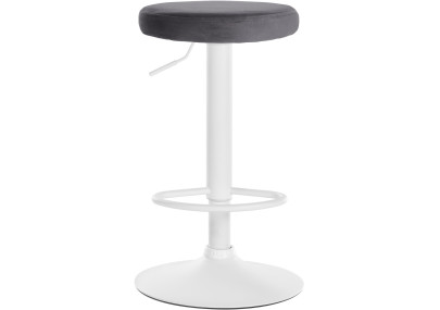 Conjunto de 2 banquetas de bar Ponte, em veludo, branco/cinza escuro