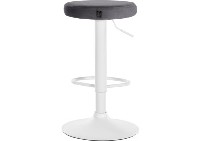 Ensemble de 2 tabourets de bar Ponte, velours, blanc/gris foncé