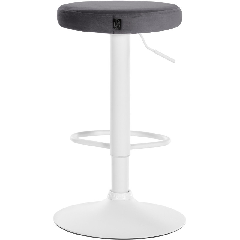 Juego de 2 taburetes de bar Ponte, de terciopelo, blanco/gris oscuro