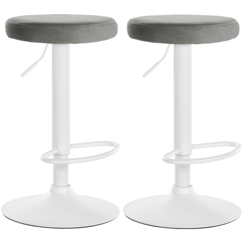 Conjunto de 2 banquetas de bar Ponte, em veludo, branco/cinza.