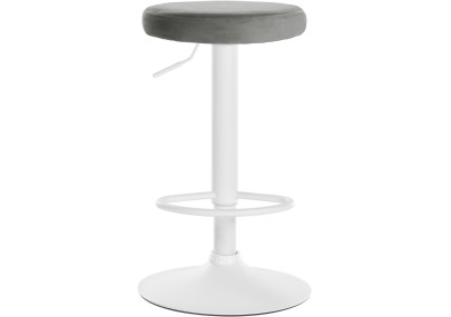 Juego de 2 taburetes de bar Ponte, terciopelo, blanco/gris