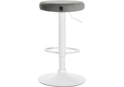 Set di 2 sgabelli da bar Ponte, velluto, bianco/grigio