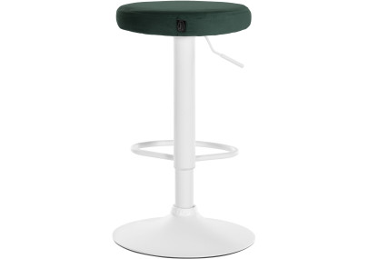 Juego de 2 taburetes de bar Ponte, de terciopelo, blanco/verde