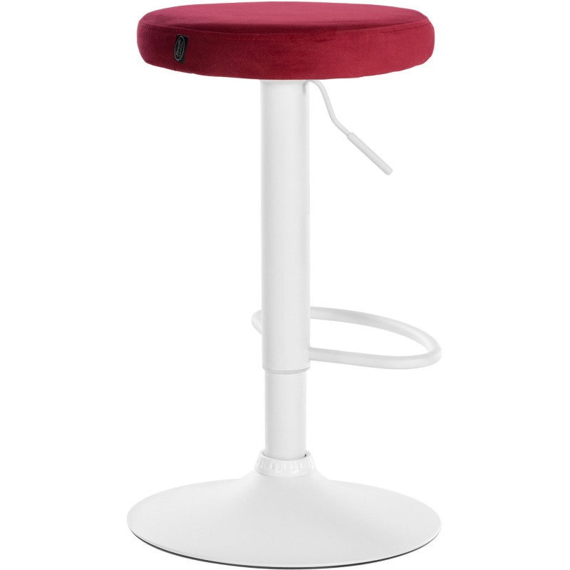 Ensemble de 2 tabourets de bar en velours Ponte, blanc et rouge