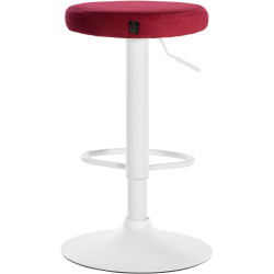 Juego de 2 taburetes de bar Ponte de terciopelo, blanco y rojo