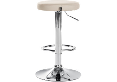 Conjunto de 2 banquetas de bar Ponte, em couro sintético, cromadas, cor creme.