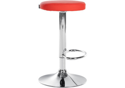 Juego de 2 taburetes de bar Ponte, imitación de cuero, rojo cromado