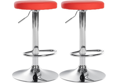 Conjunto de 2 banquetas de bar Ponte, em couro sintético, vermelho cromado