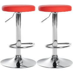 Conjunto de 2 banquetas de bar Ponte, em couro sintético, vermelho cromado