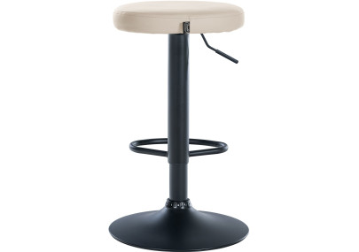 Conjunto de 2 banquetas de bar Ponte, em couro sintético, nas cores preto e creme.