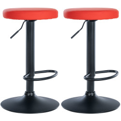 Ensemble de 2 tabourets de bar Ponte, similicuir, noir rouge
