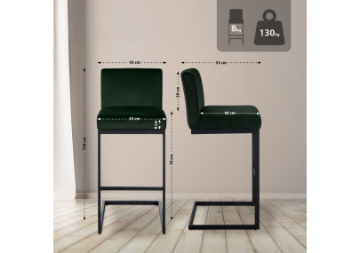 Tabouret de bar Hopewell en velours vert