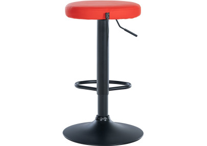 Juego de 2 taburetes de bar Ponte, piel sintética, negro y rojo