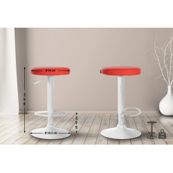 Ensemble de 2 tabourets de bar Ponte, similicuir, blanc/rouge