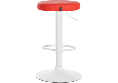 Juego de 2 taburetes de bar Ponte, piel sintética, blanco/rojo