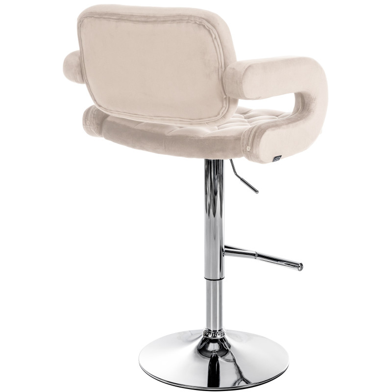 Tabouret de bar Dublin en velours, chromé, crème