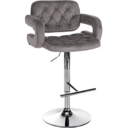 Tabouret de bar Dublin, velours, gris chromé