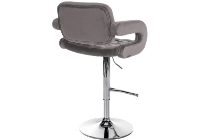 Tabouret de bar Dublin, velours, gris chromé