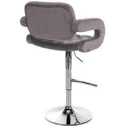 Tabouret de bar Dublin, velours, gris chromé