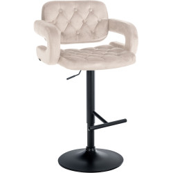 Tabouret de bar Dublin en velours noir crème