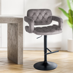 Tabouret de bar Dublin en velours noir gris