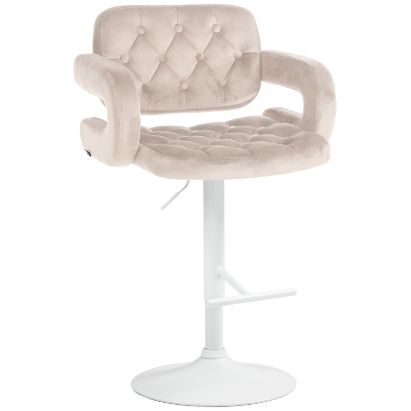 Taburete de bar Dublin Velvet, blanco/crema