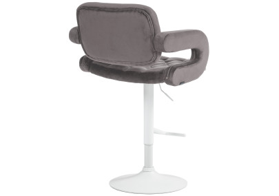 Tabouret de bar Dublin, velours, blanc/gris