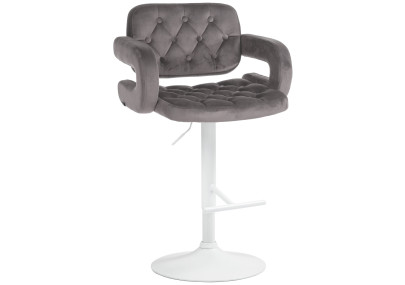 Tabouret de bar Dublin, velours, blanc/gris