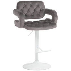 Tabouret de bar Dublin en velours blanc gris