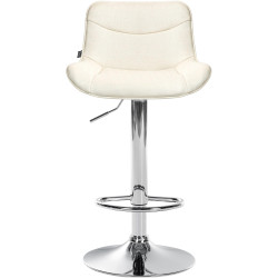 Tabouret de bar Vonore, tissu, chrome, crème