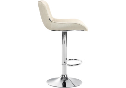 Tabouret de bar Vonore, tissu, chrome, crème