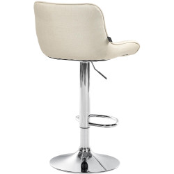Tabouret de bar Vonore, tissu, chrome crème