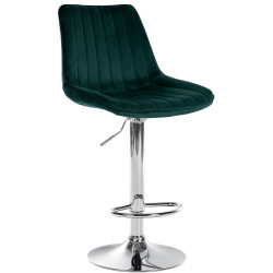 Tabouret de bar Toni, velours, chrome, vert