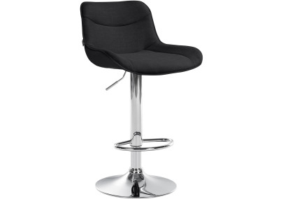 Taburete de bar Vonore, tapizado, cromado, negro