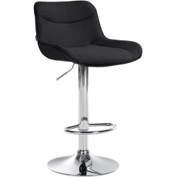 Tabouret de bar Vonore, tissu, chrome noir