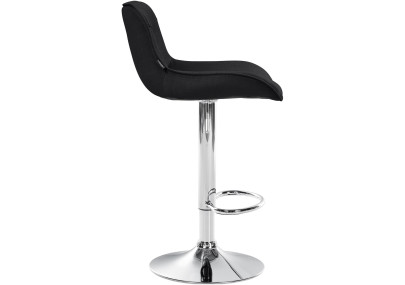 Tabouret de bar Vonore, tissu, chrome, noir