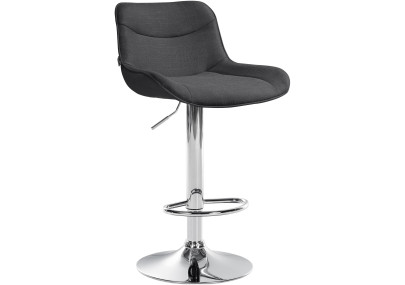 Tabouret de bar Vonore, tissu, chrome, gris foncé