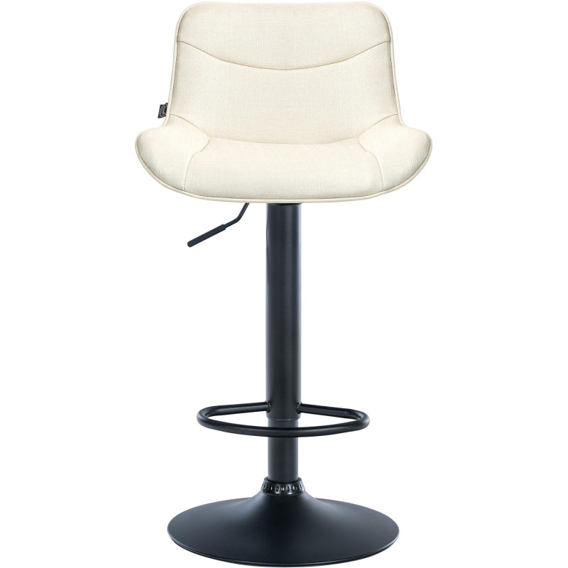 Tabouret de bar Vonore, tissu, noir et crème