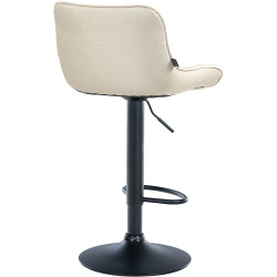 Tabouret de bar Vonore, tissu noir crème